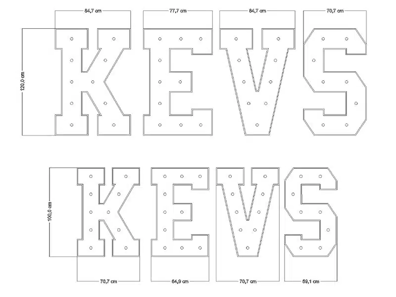 Plan 2D Réalisation Lettres lumineuses Instantled